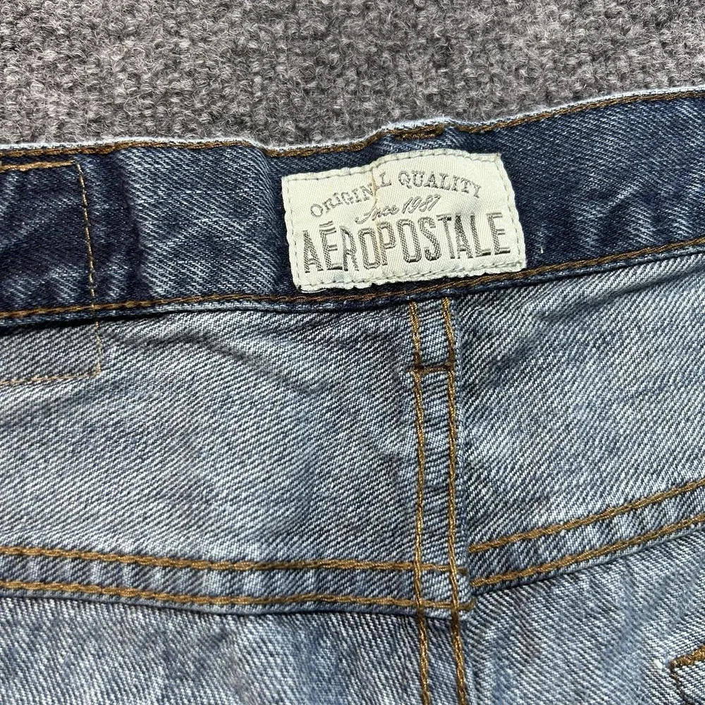 Aeropostale Benton Bootcut Jeans Mens 32x32 Blue Distressed Wide Leg Cotton - Picture 5 of 14